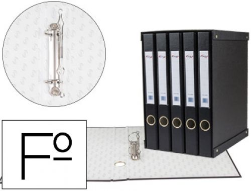 Modulo de 5 pastas de arquivo pardo folio 2 aneis 25 mm preto 350x230x300 mm , Pardo , 75412 , 8428143002613